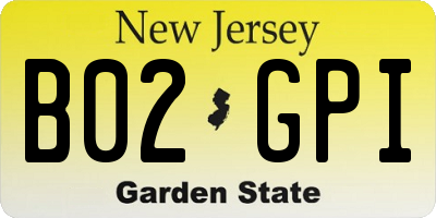 NJ license plate B02GPI