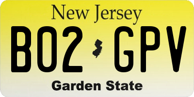 NJ license plate B02GPV