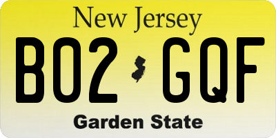 NJ license plate B02GQF