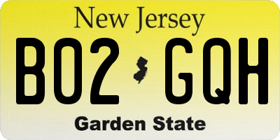 NJ license plate B02GQH