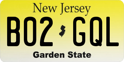 NJ license plate B02GQL