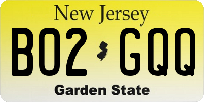 NJ license plate B02GQQ