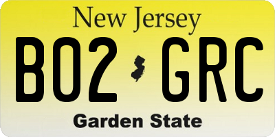 NJ license plate B02GRC