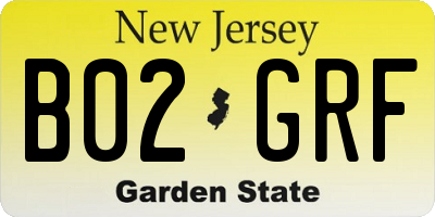 NJ license plate B02GRF