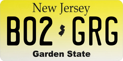 NJ license plate B02GRG