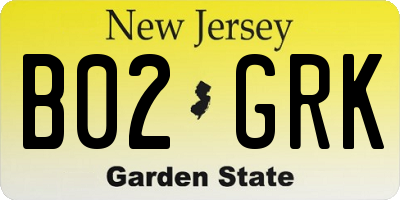 NJ license plate B02GRK