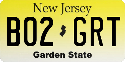 NJ license plate B02GRT