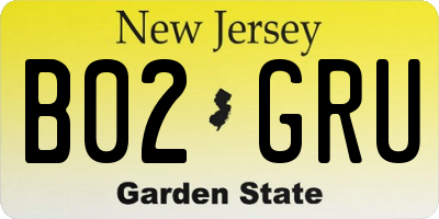 NJ license plate B02GRU