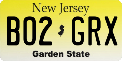 NJ license plate B02GRX