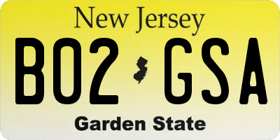 NJ license plate B02GSA