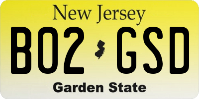 NJ license plate B02GSD