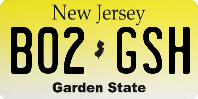 NJ license plate B02GSH