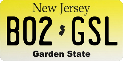 NJ license plate B02GSL