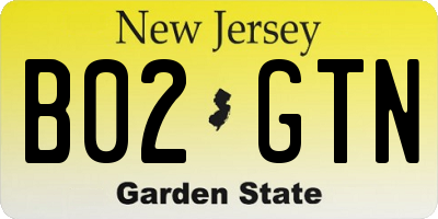 NJ license plate B02GTN