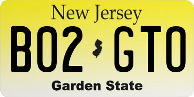 NJ license plate B02GTO