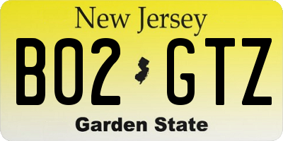 NJ license plate B02GTZ
