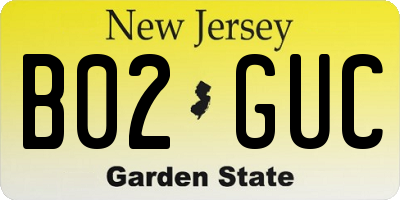 NJ license plate B02GUC
