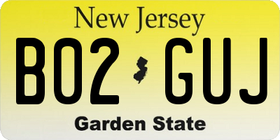 NJ license plate B02GUJ