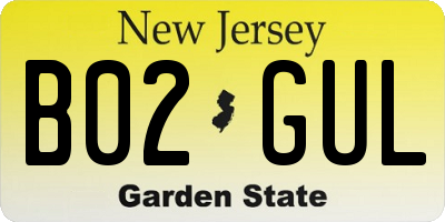 NJ license plate B02GUL