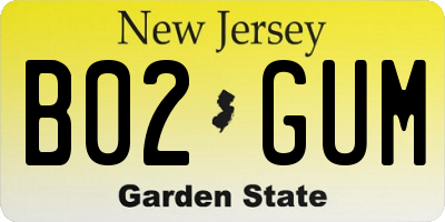 NJ license plate B02GUM