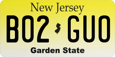 NJ license plate B02GUO