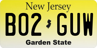 NJ license plate B02GUW