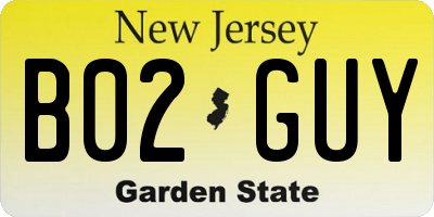 NJ license plate B02GUY