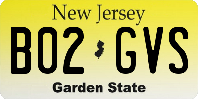 NJ license plate B02GVS