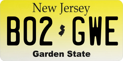 NJ license plate B02GWE