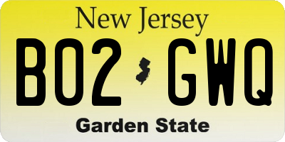 NJ license plate B02GWQ