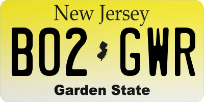 NJ license plate B02GWR