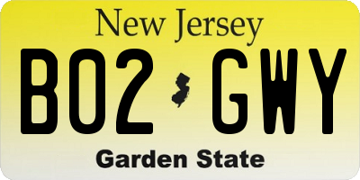 NJ license plate B02GWY