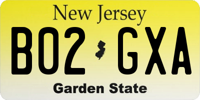NJ license plate B02GXA