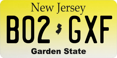 NJ license plate B02GXF