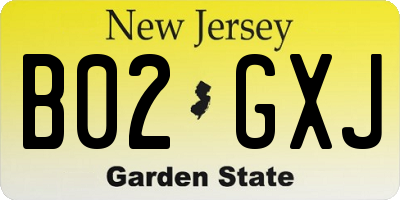 NJ license plate B02GXJ