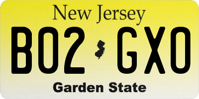 NJ license plate B02GXO