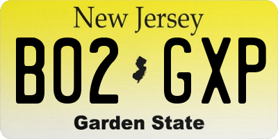 NJ license plate B02GXP