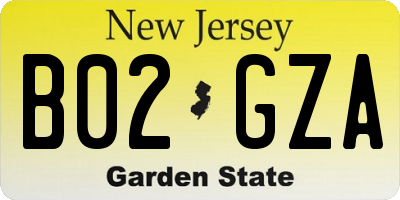 NJ license plate B02GZA