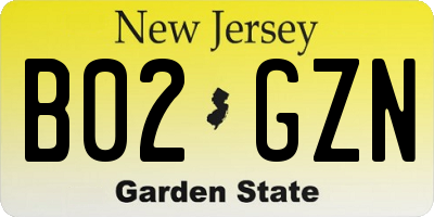 NJ license plate B02GZN