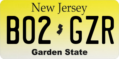 NJ license plate B02GZR