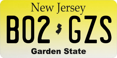 NJ license plate B02GZS