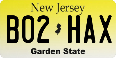 NJ license plate B02HAX