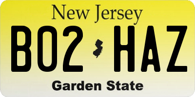 NJ license plate B02HAZ