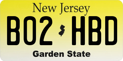 NJ license plate B02HBD