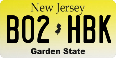 NJ license plate B02HBK