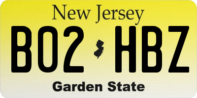 NJ license plate B02HBZ