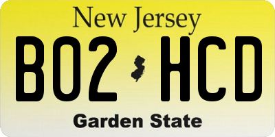 NJ license plate B02HCD