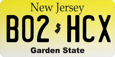NJ license plate B02HCX