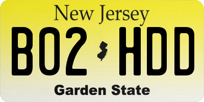 NJ license plate B02HDD