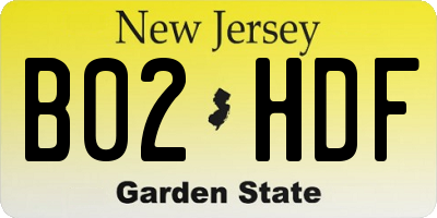NJ license plate B02HDF